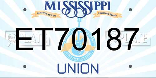ET70187 Mississippi License Plate