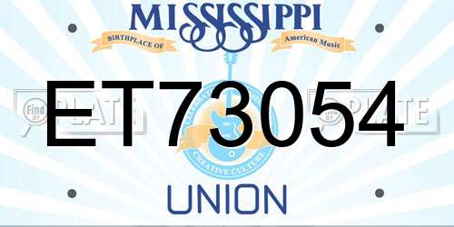 ET73054 Mississippi License Plate