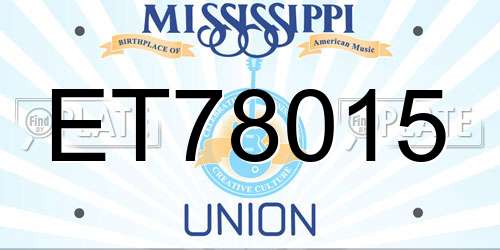 ET78015 Mississippi License Plate
