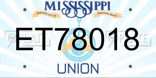ET78018 Mississippi License Plate