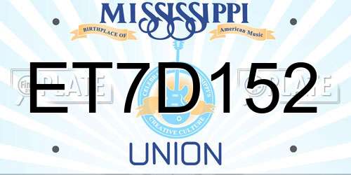 ET7D152 Mississippi License Plate
