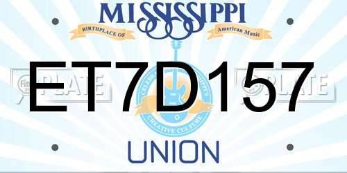 ET7D157 Mississippi License Plate