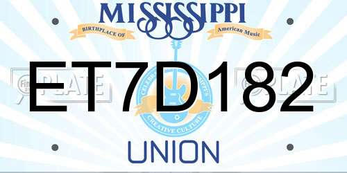 ET7D182 Mississippi License Plate