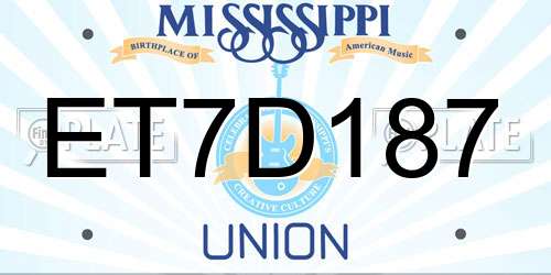 ET7D187 Mississippi License Plate