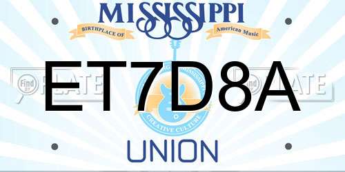 ET7D8A Mississippi License Plate