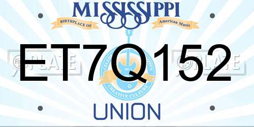 ET7Q152 Mississippi License Plate