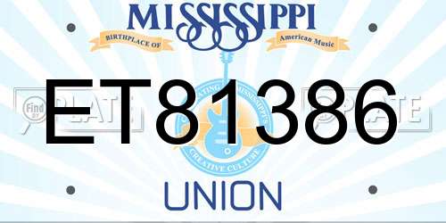 ET81386 Mississippi License Plate