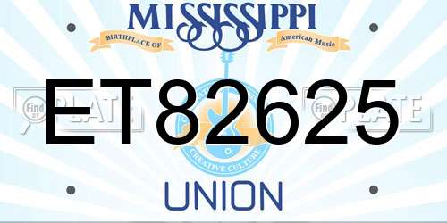 ET82625 Mississippi License Plate