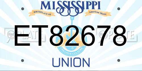 ET82678 Mississippi License Plate