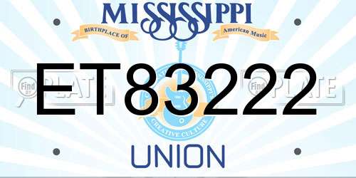 ET83222 Mississippi License Plate