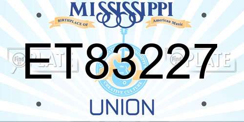 ET83227 Mississippi License Plate