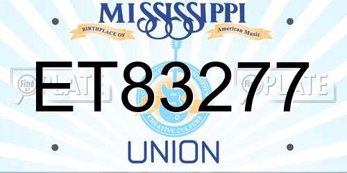 ET83277 Mississippi License Plate