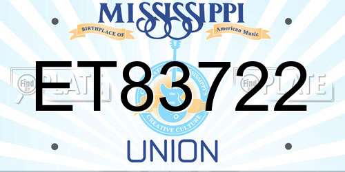 ET83722 Mississippi License Plate