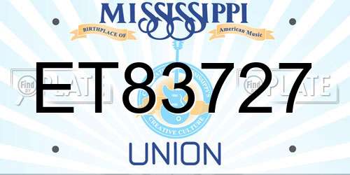ET83727 Mississippi License Plate