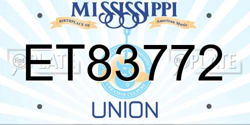 ET83772 Mississippi License Plate