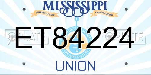ET84224 Mississippi License Plate