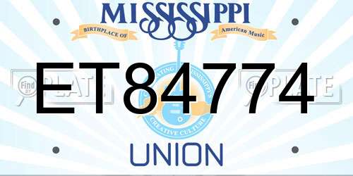 ET84774 Mississippi License Plate