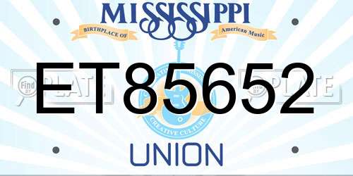 ET85652 Mississippi License Plate
