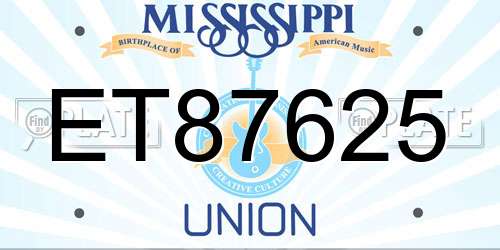 ET87625 Mississippi License Plate