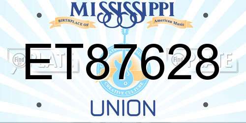 ET87628 Mississippi License Plate