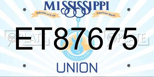 ET87675 Mississippi License Plate
