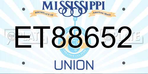 ET88652 Mississippi License Plate