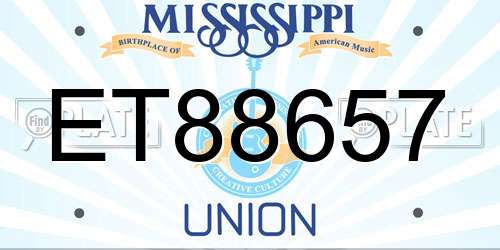ET88657 Mississippi License Plate