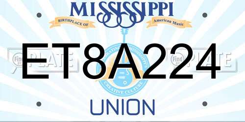 ET8A224 Mississippi License Plate