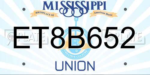 ET8B652 Mississippi License Plate