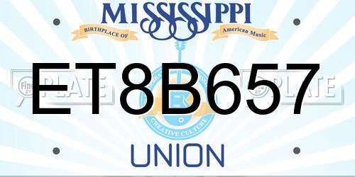 ET8B657 Mississippi License Plate