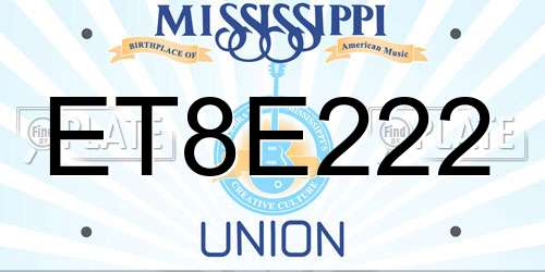 ET8E222 Mississippi License Plate