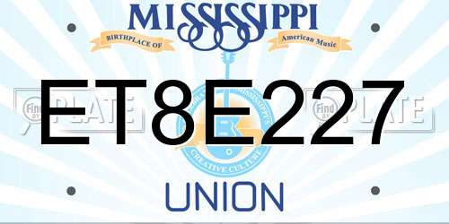 ET8E227 Mississippi License Plate