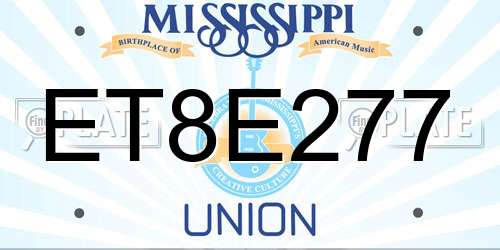 ET8E277 Mississippi License Plate