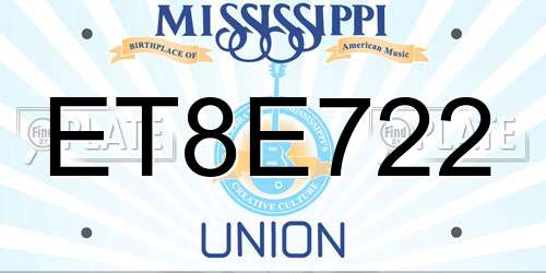 ET8E722 Mississippi License Plate