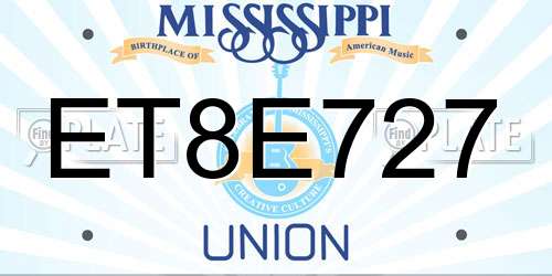 ET8E727 Mississippi License Plate