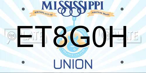 ET8G0H Mississippi License Plate