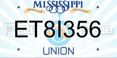 ET8I356 Mississippi License Plate