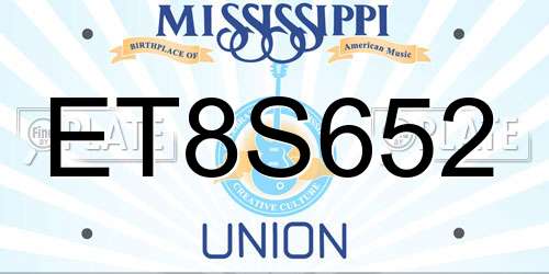 ET8S652 Mississippi License Plate