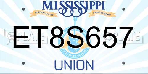 ET8S657 Mississippi License Plate