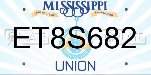 ET8S682 Mississippi License Plate