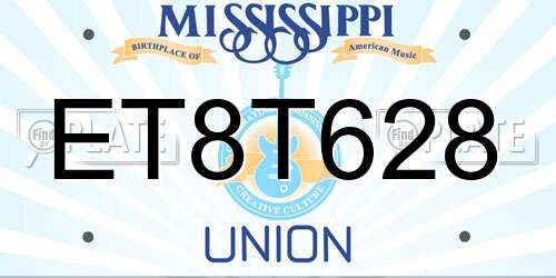 ET8T628 Mississippi License Plate