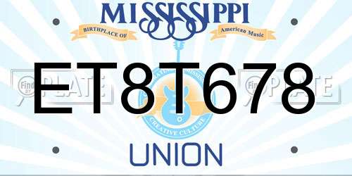 ET8T678 Mississippi License Plate