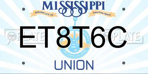 ET8T6C Mississippi License Plate