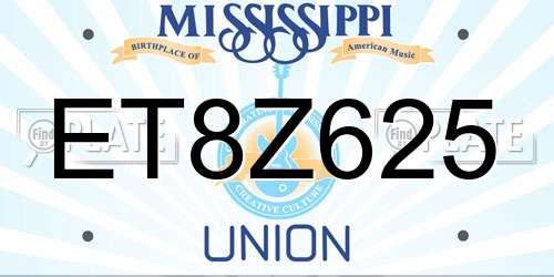 ET8Z625 Mississippi License Plate