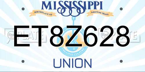 ET8Z628 Mississippi License Plate