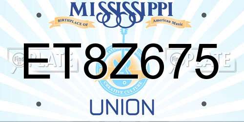 ET8Z675 Mississippi License Plate