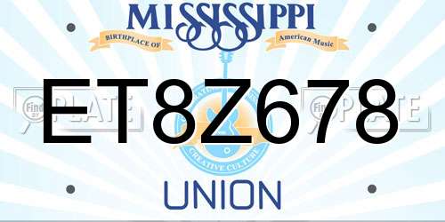 ET8Z678 Mississippi License Plate
