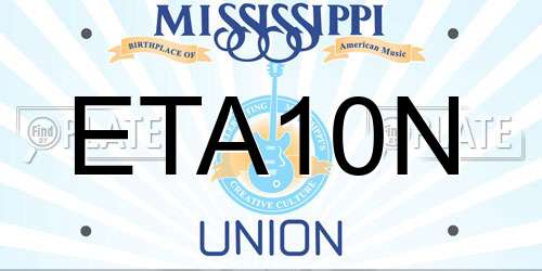 ETA10N Mississippi License Plate