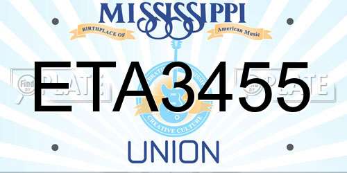ETA3455 Mississippi License Plate