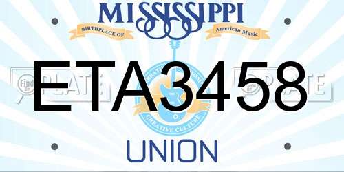 ETA3458 Mississippi License Plate
